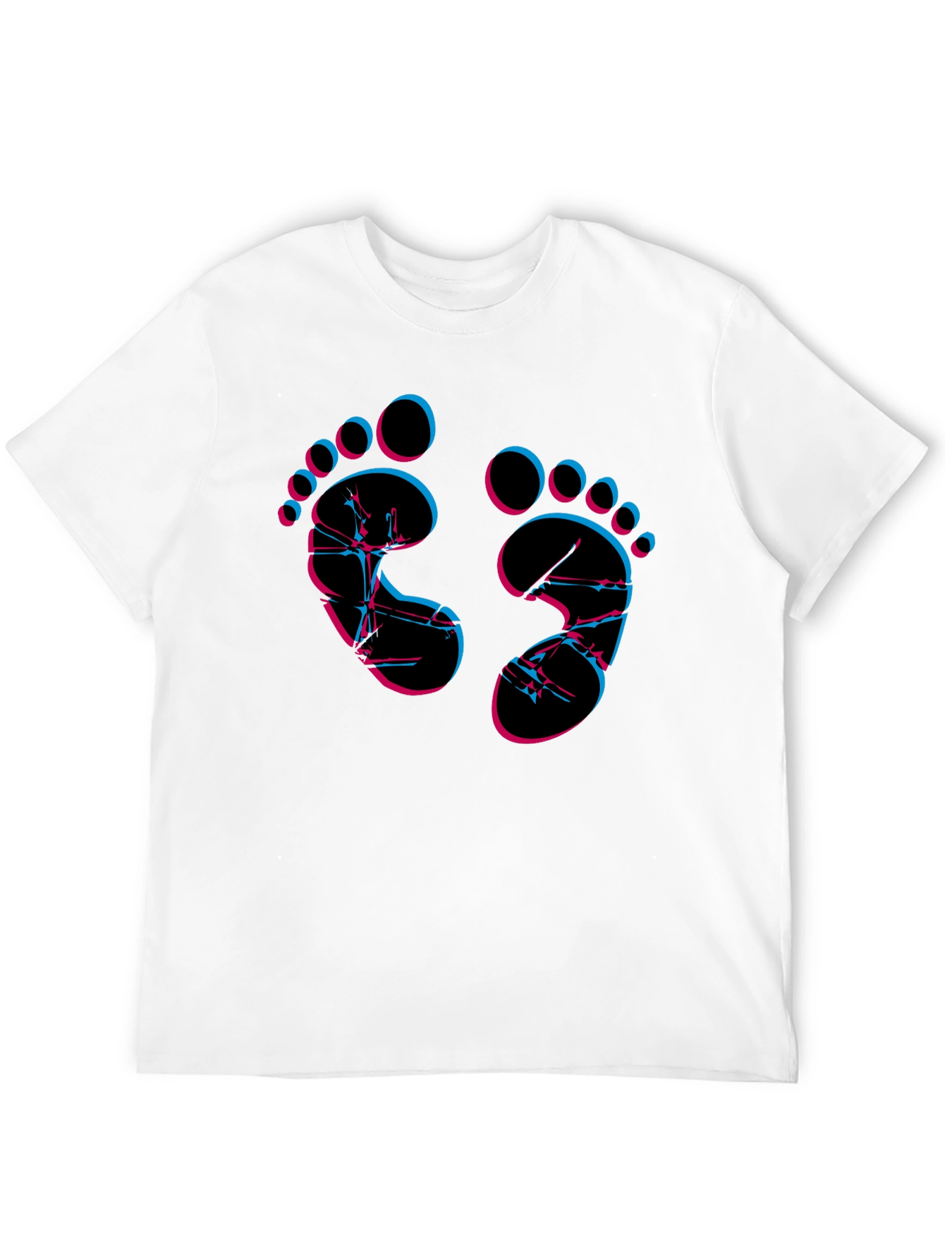 Camiseta Negra con Diseño Huellas Neón