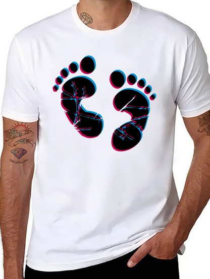 Camiseta Negra con Diseño Huellas Neón