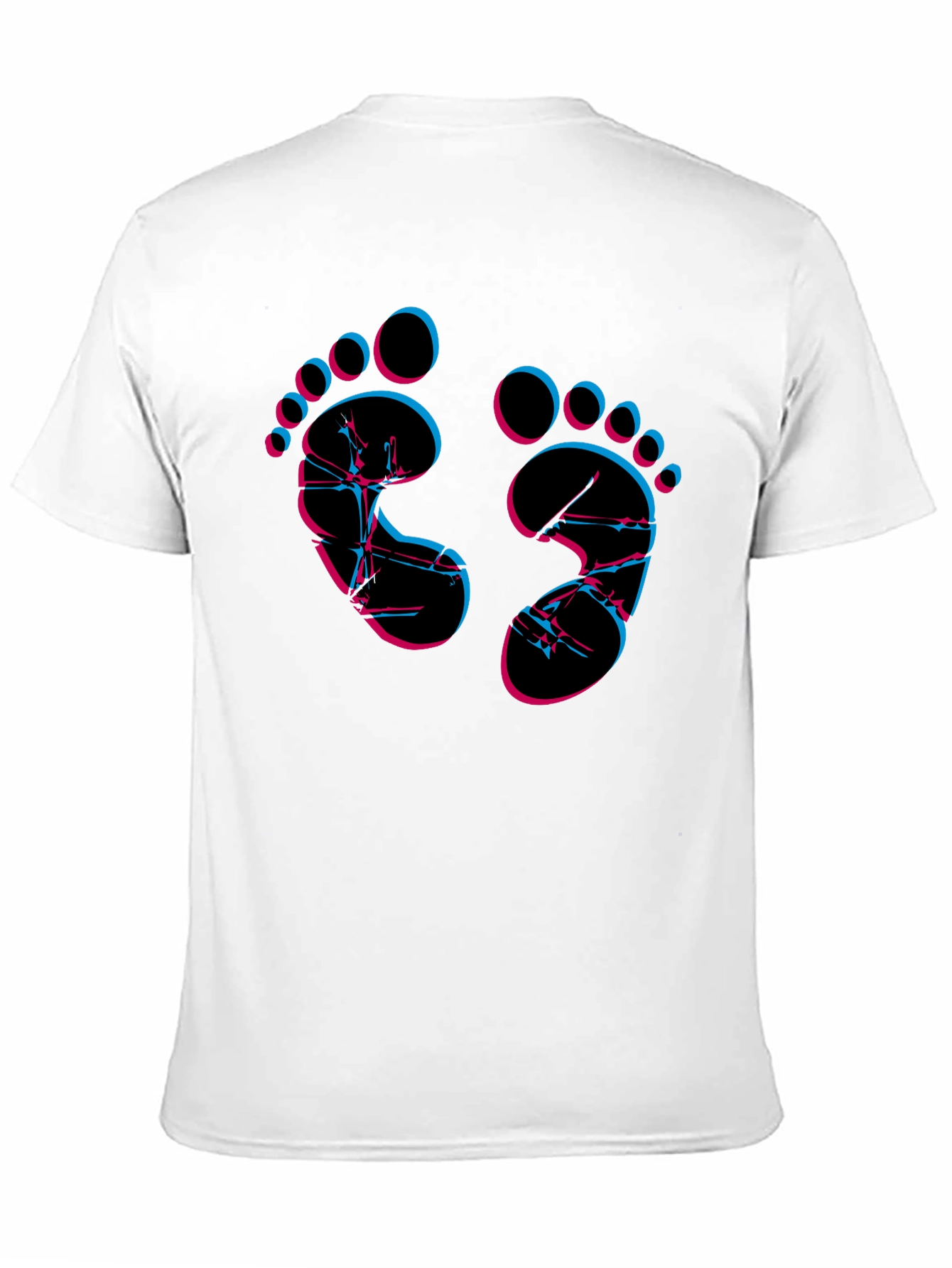 Camiseta Negra con Diseño Huellas Neón