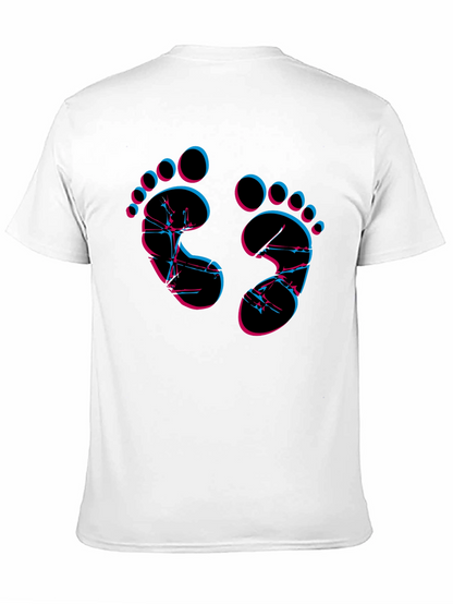 Camiseta Negra con Diseño Huellas Neón