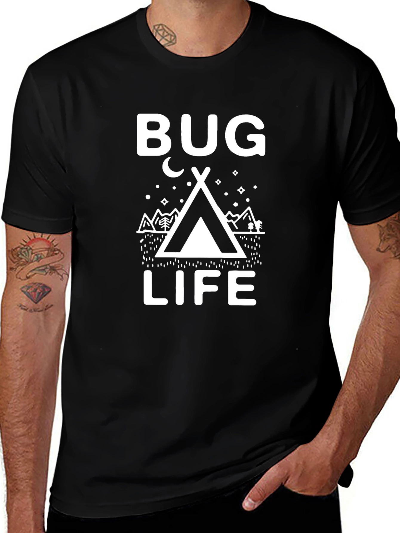 Camiseta Negra Bug Life para Aventureros Nocturnos