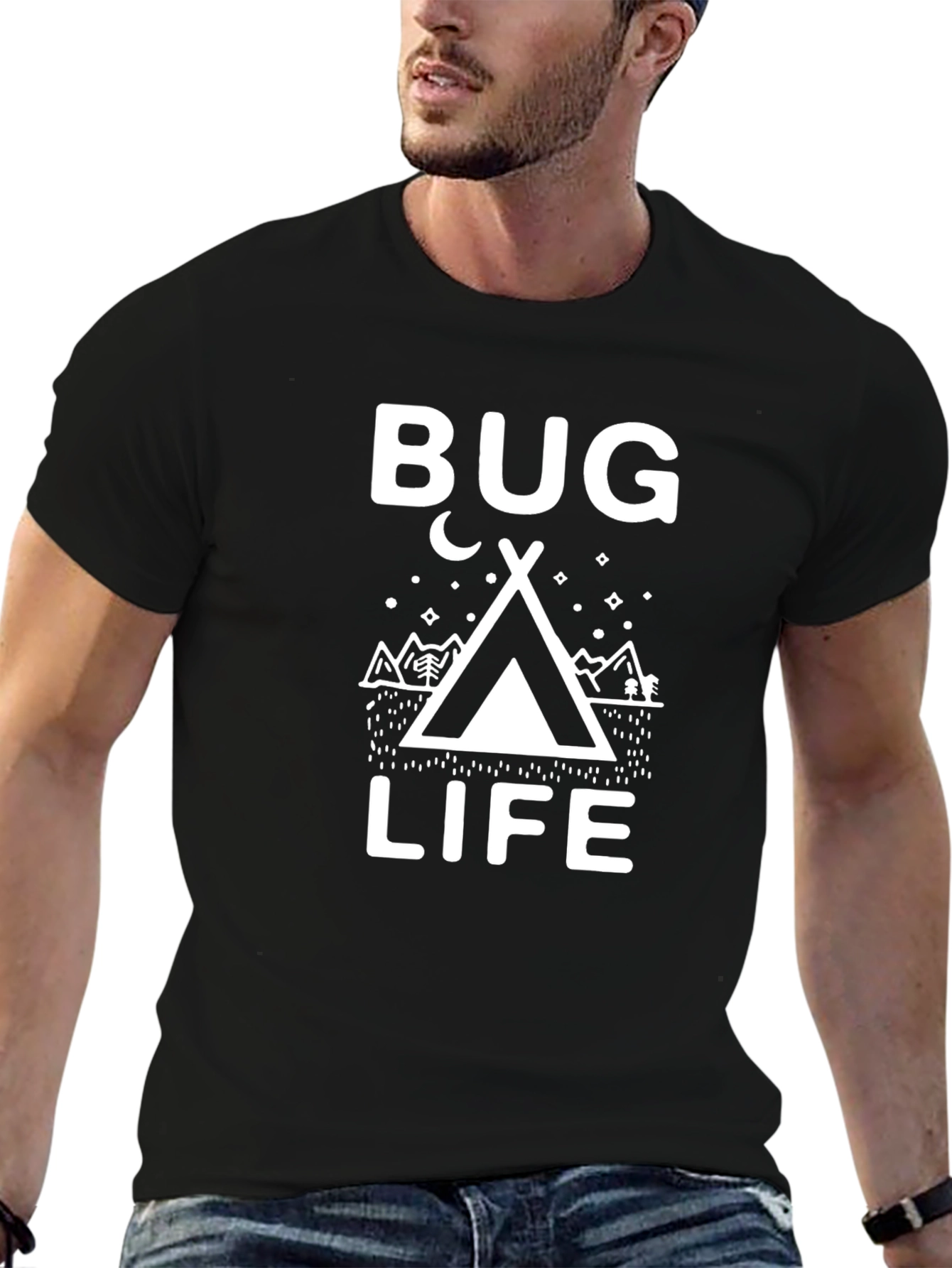 Camiseta Negra Bug Life para Aventureros Nocturnos