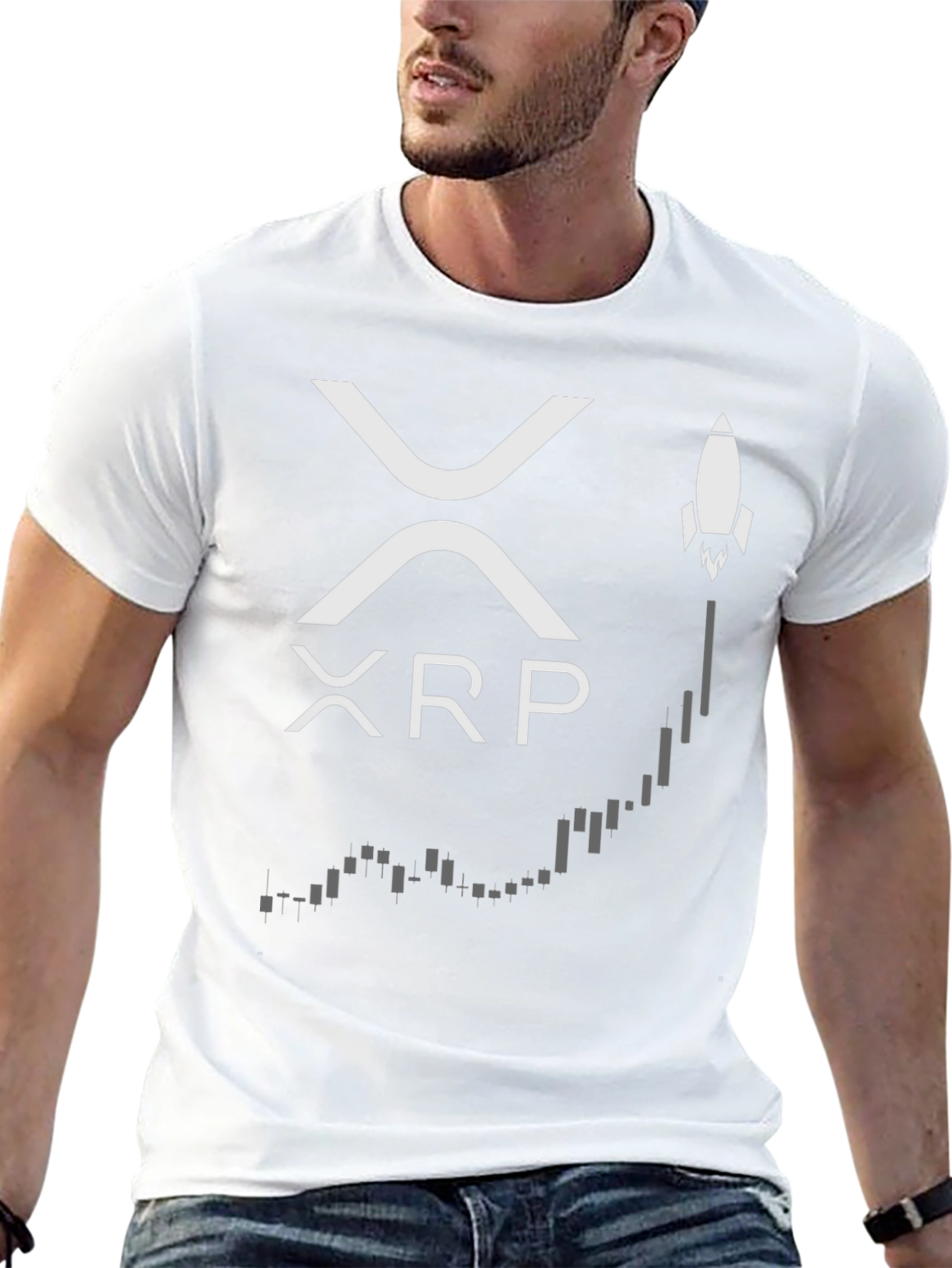 Camiseta Negra XRP Crypto Rocket Moon