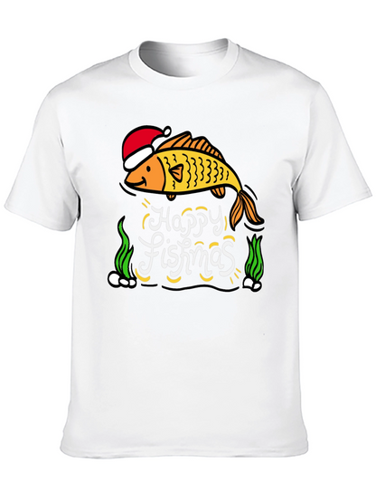 Camiseta Negra Navideña con Diseño de Pez Happy Fishmas