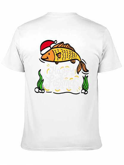 Camiseta Negra Navideña con Diseño de Pez Happy Fishmas