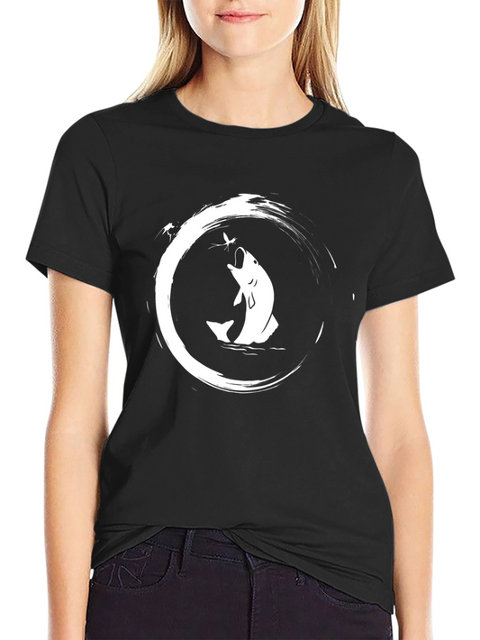 Camiseta Negra con Diseño de Pesca