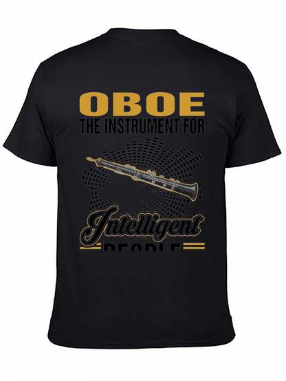 Camiseta Negra con Diseño de Oboe para Músicos Inteligentes