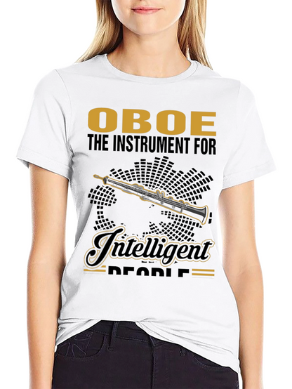 Camiseta Negra con Diseño de Oboe para Músicos Inteligentes
