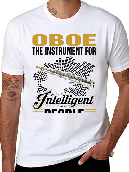 Camiseta Negra con Diseño de Oboe para Músicos Inteligentes