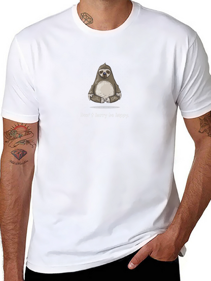 Camiseta Negra con Diseño de Perezoso Zen