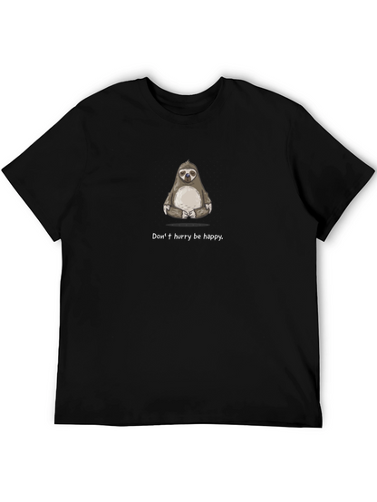 Camiseta Negra con Diseño de Perezoso Zen