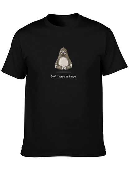 Camiseta Negra con Diseño de Perezoso Zen
