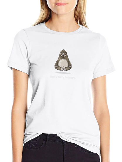 Camiseta Negra con Diseño de Perezoso Zen