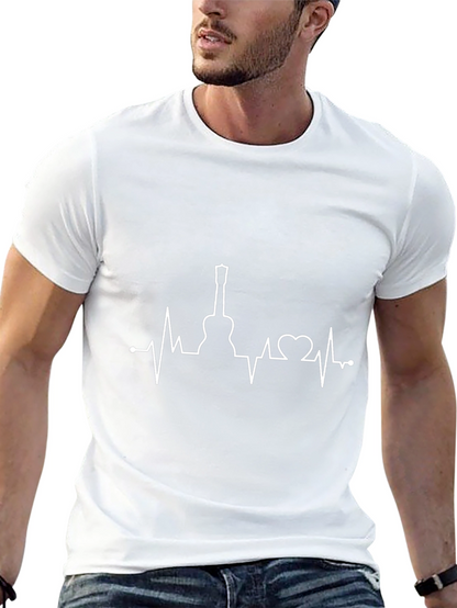 Camiseta Negra Ritmo Guitarra Hombre