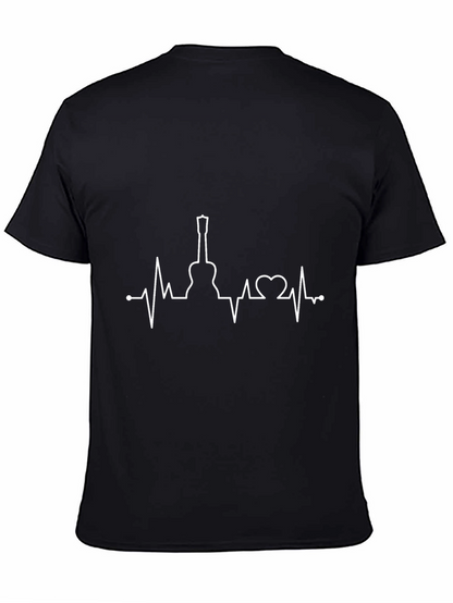 Camiseta Negra Ritmo Guitarra Hombre
