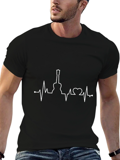 Camiseta Negra Ritmo Guitarra Hombre