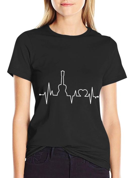 Camiseta Negra Ritmo Guitarra Hombre