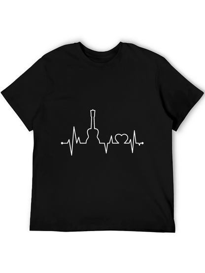 Camiseta Negra Ritmo Guitarra Hombre