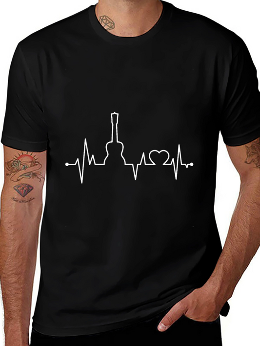 Camiseta Negra Ritmo Guitarra Hombre