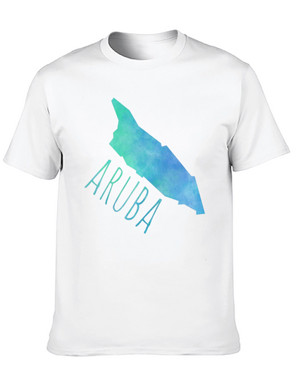 Camiseta Aruba Mapa Acuarela Negra Hombre