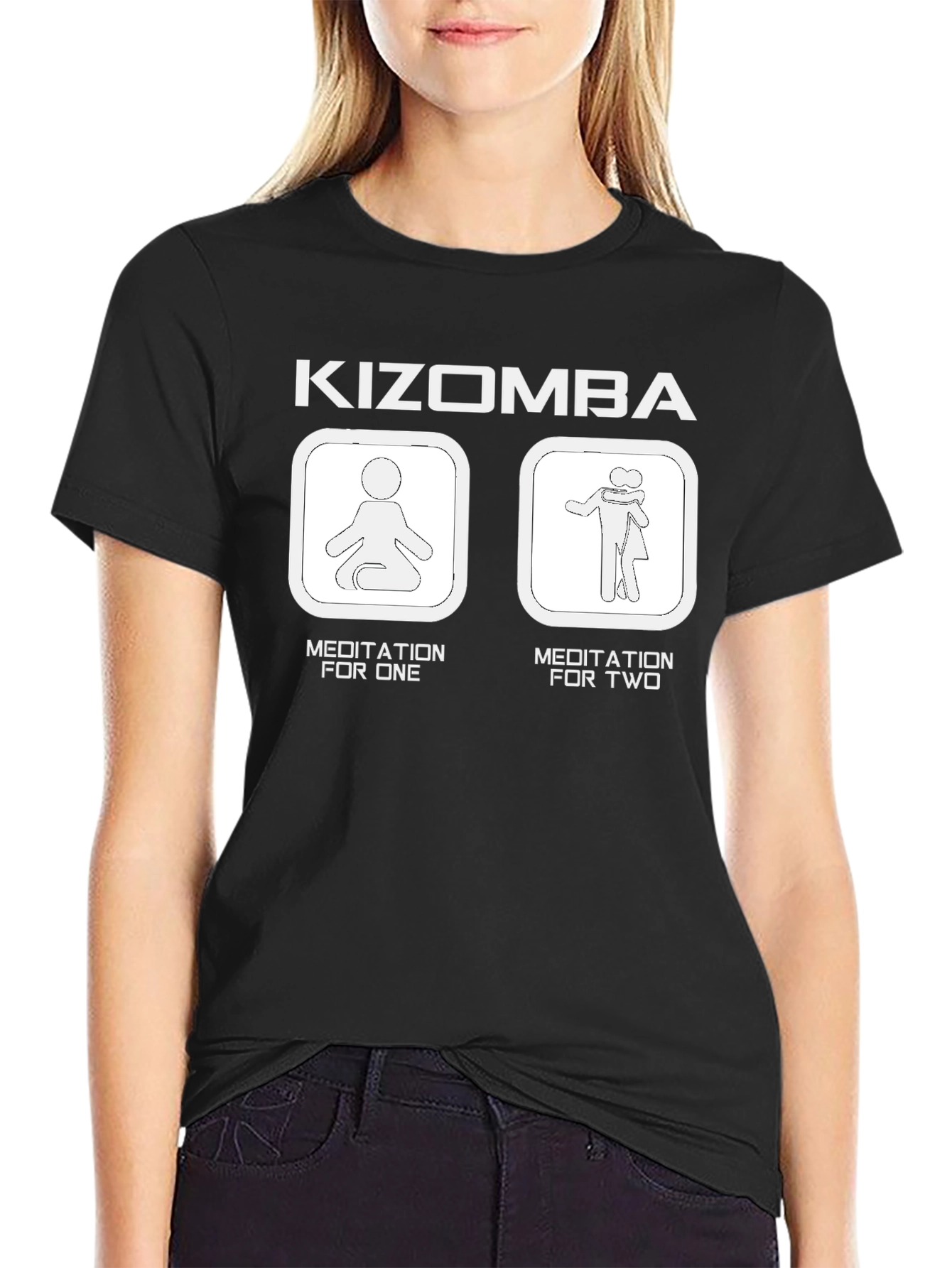 Camiseta Negra Kizomba: Meditación para Uno y para Dos