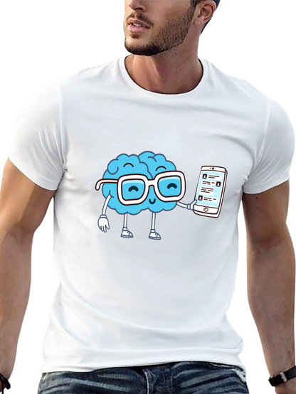 Camiseta Negra con Diseño Cerebro Tecnológico