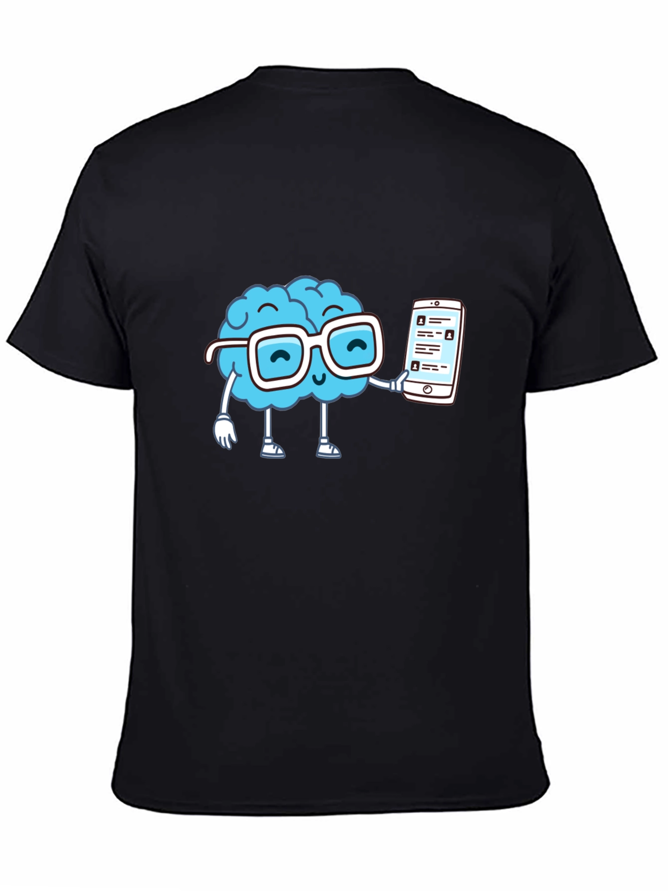 Camiseta Negra con Diseño Cerebro Tecnológico