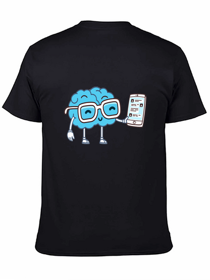 Camiseta Negra con Diseño Cerebro Tecnológico