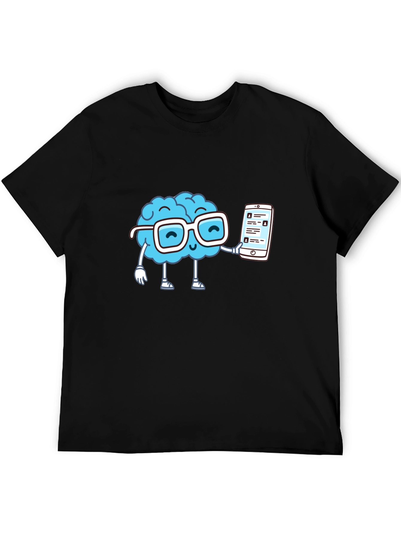 Camiseta Negra con Diseño Cerebro Tecnológico