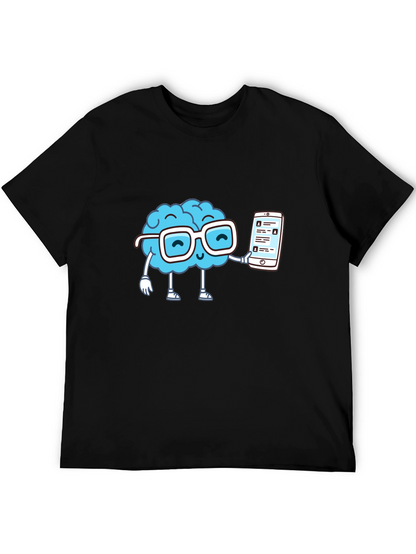 Camiseta Negra con Diseño Cerebro Tecnológico