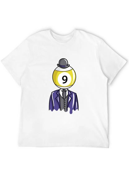 Camiseta Negra con Diseño de Bola 9 Elegante