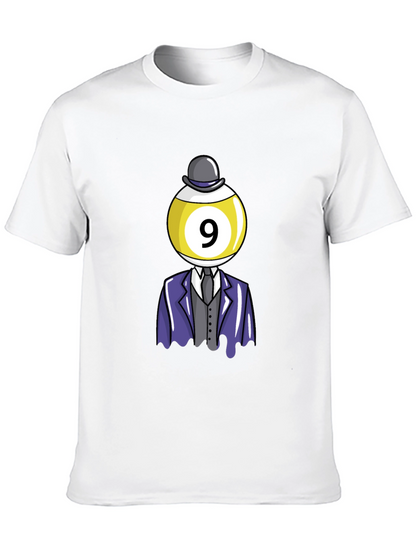 Camiseta Negra con Diseño de Bola 9 Elegante