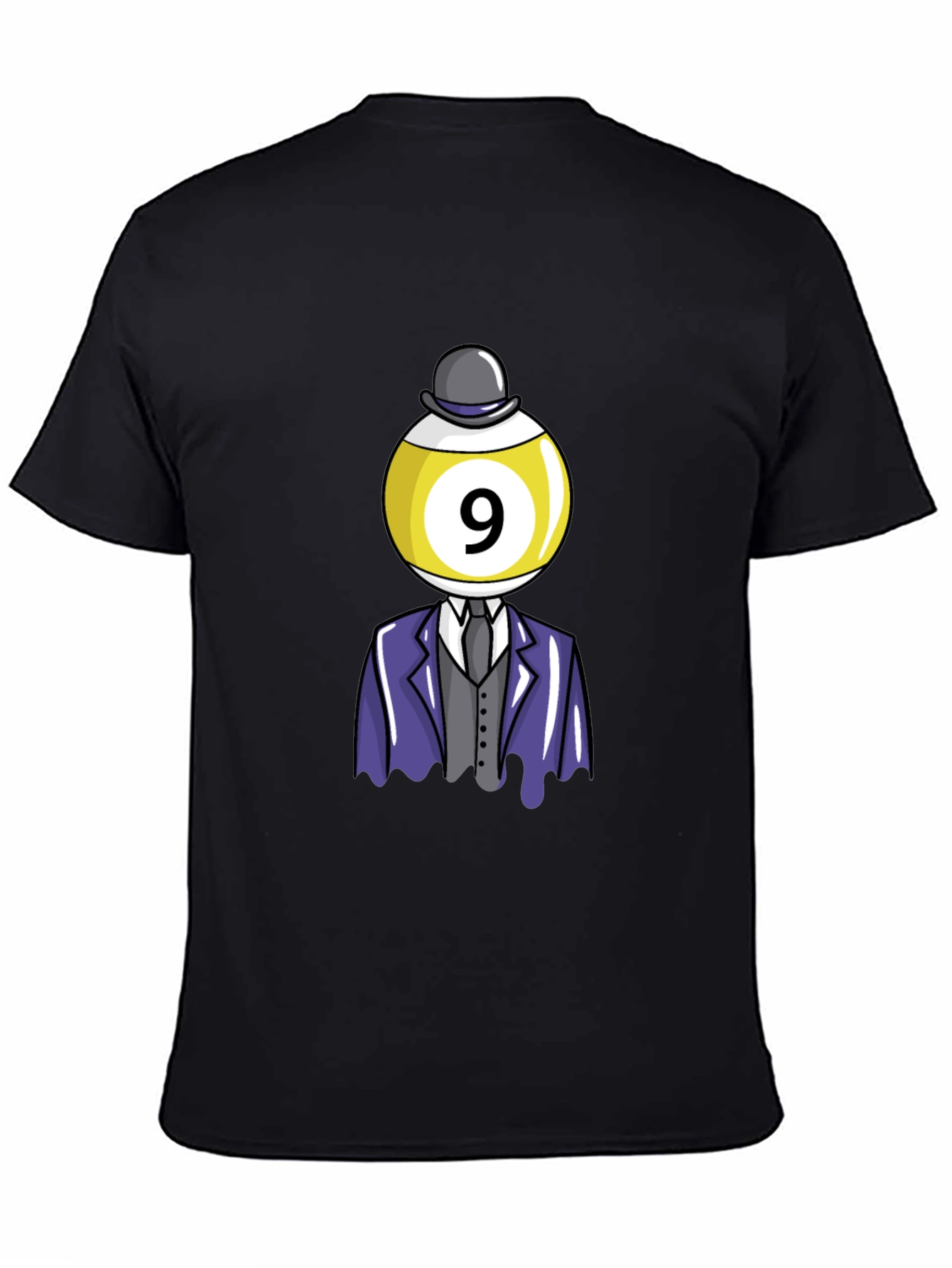 Camiseta Negra con Diseño de Bola 9 Elegante