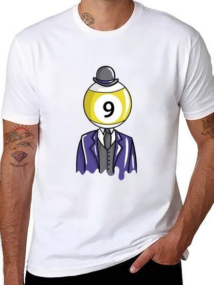 Camiseta Negra con Diseño de Bola 9 Elegante
