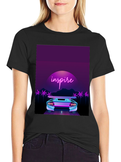 Camiseta Negra con Diseño Inspire Retro