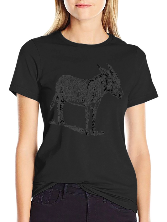 Camiseta Negra con Estampado de Burro Vintage