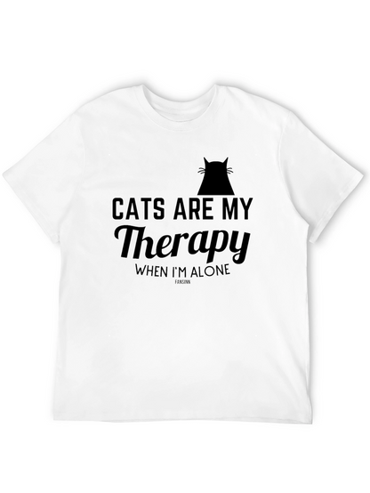 Camiseta Negra Cats Are My Therapy