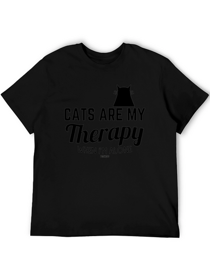 Camiseta Negra Cats Are My Therapy