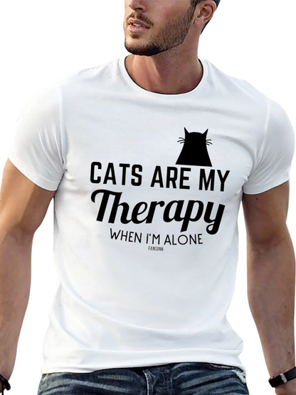 Camiseta Negra Cats Are My Therapy