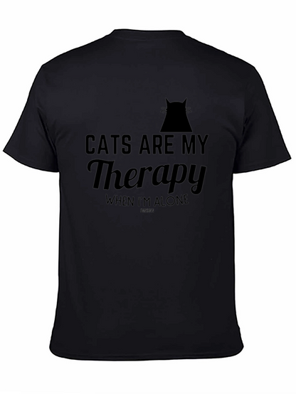 Camiseta Negra Cats Are My Therapy
