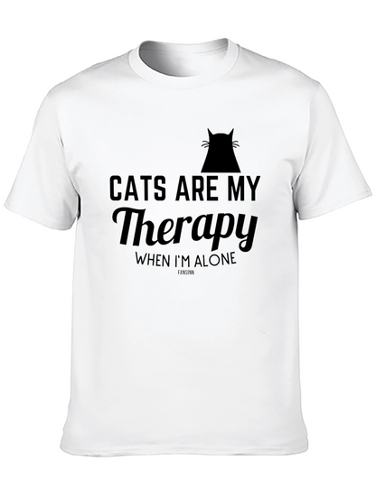 Camiseta Negra Cats Are My Therapy