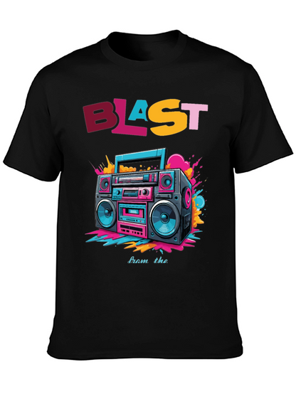 Camiseta Negra con Diseño Retro Blast from the