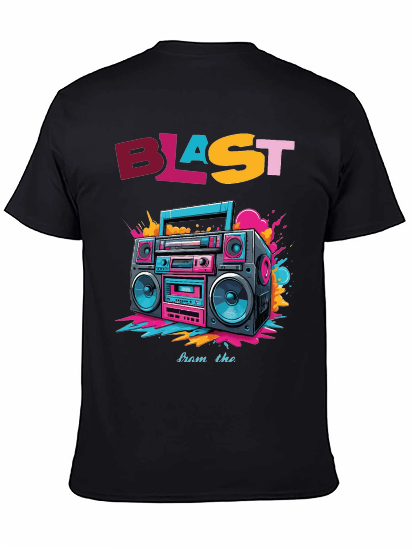 Camiseta Negra con Diseño Retro Blast from the
