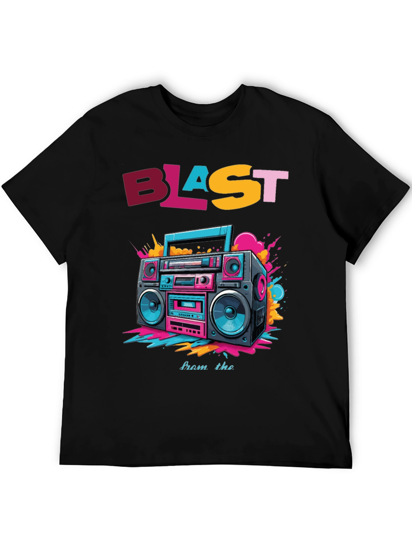 Camiseta Negra con Diseño Retro Blast from the