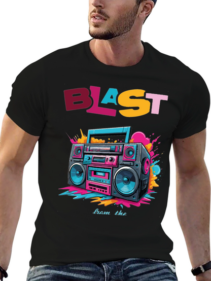 Camiseta Negra con Diseño Retro Blast from the