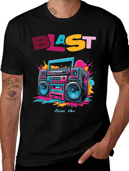 Camiseta Negra con Diseño Retro Blast from the