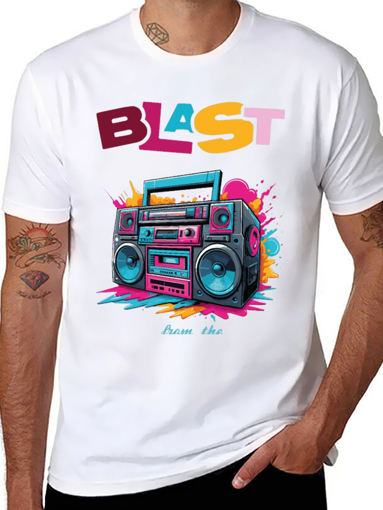Camiseta Negra con Diseño Retro Blast from the