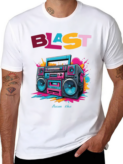 Camiseta Negra con Diseño Retro Blast from the