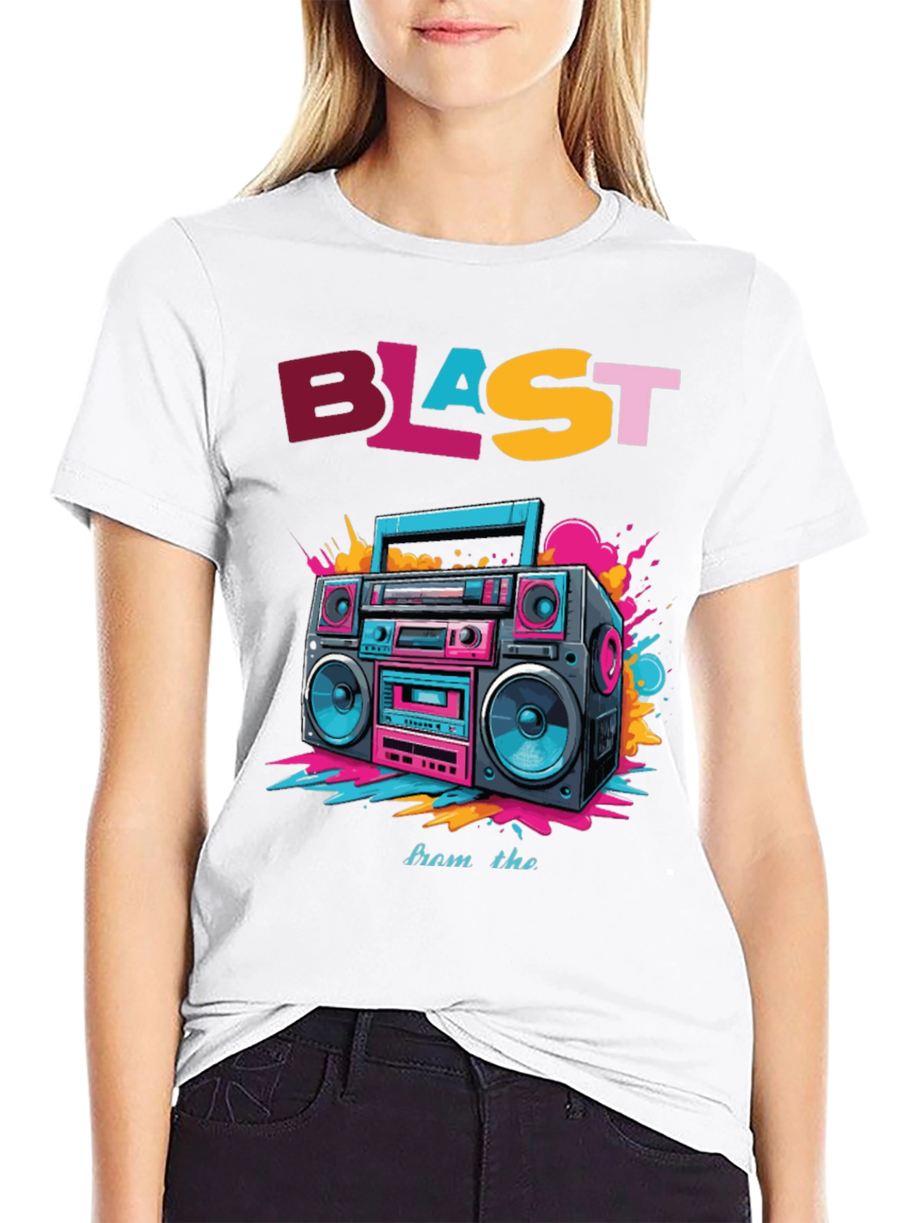 Camiseta Negra con Diseño Retro Blast from the