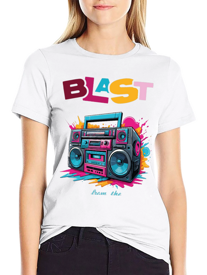 Camiseta Negra con Diseño Retro Blast from the